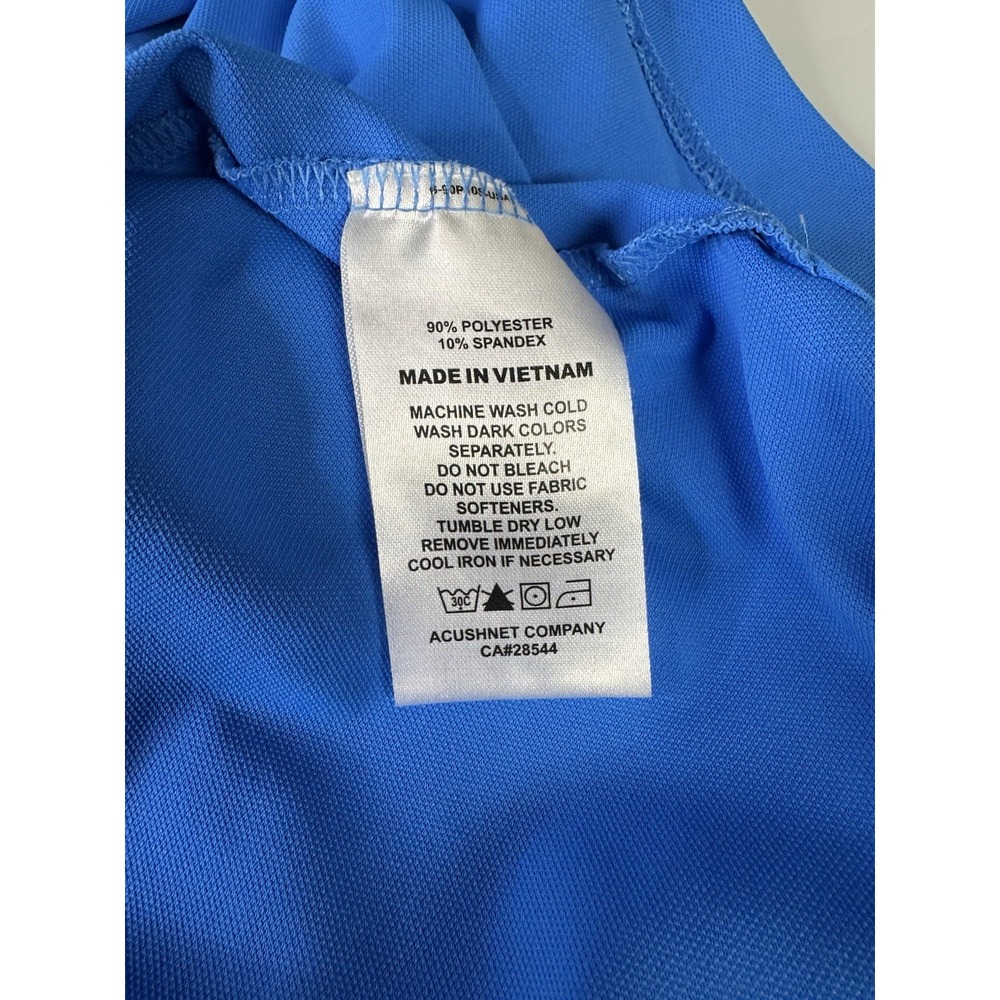 Mens Footjoy FJ Blue Button Collar Golf Polo Shirt Size Large Stretch - Picture 9 of 9